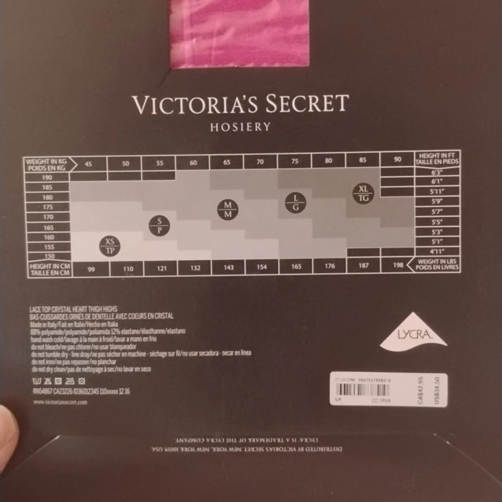 Victoria's Secret Pink Crystal Heart Lace Hosiery